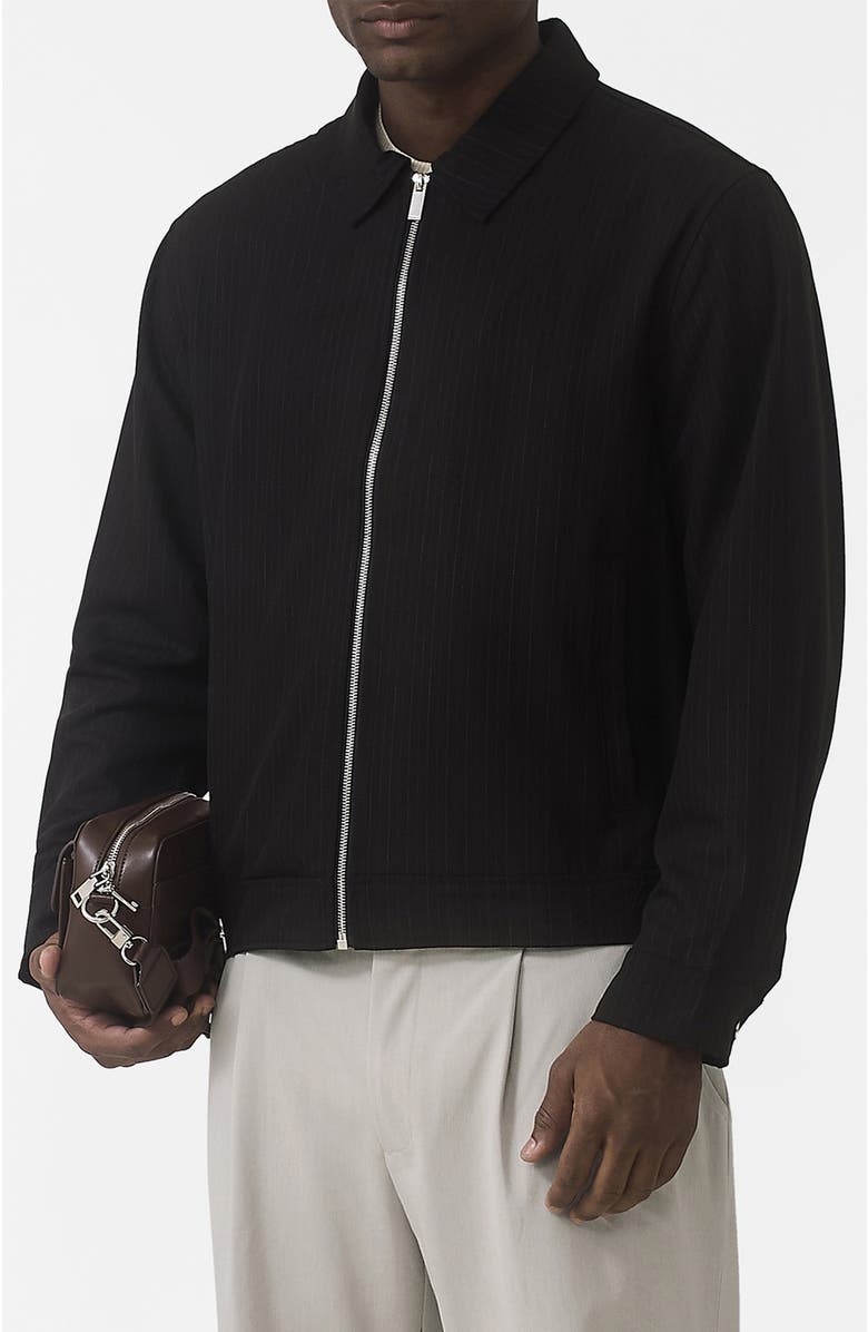 MAUVAIS Savile Regular Pinstripe Jacket, Alternate, color, Black