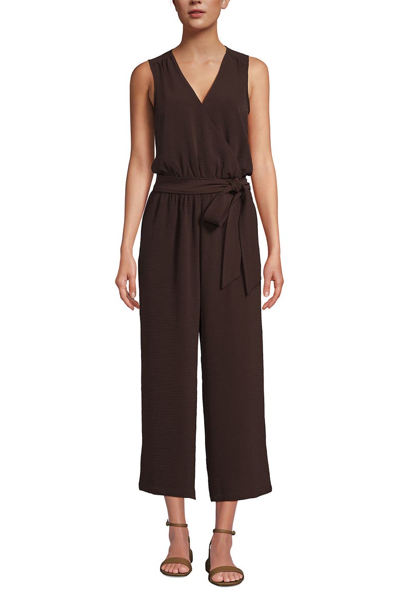 Sleeveless Creaseless Wrap Jumpsuit, Main, color, Rich Seal Brown