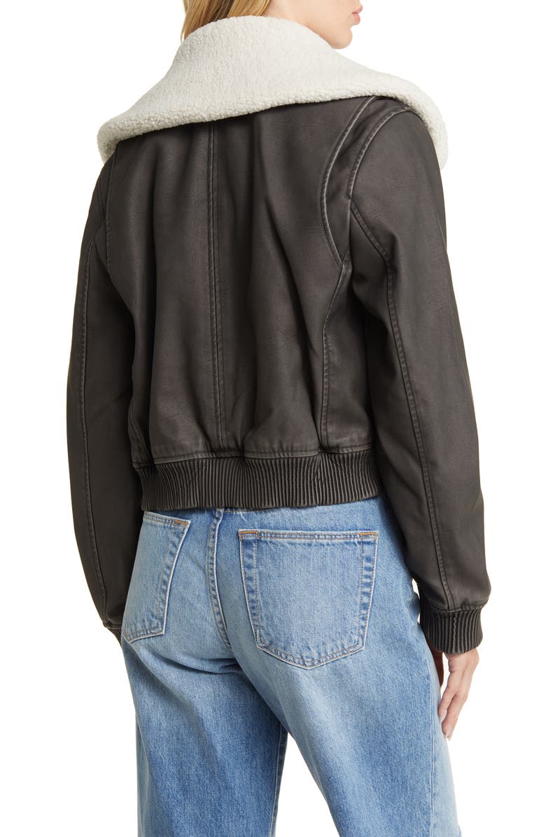 BLANKNYC Faux Leather Aviator Jacket with Faux Shearling Collar, Alternate, color,