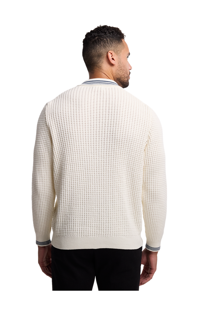 Paul Fredrick Cotton Button Front Polo Long Sleeve, Alternate, color, Ivory