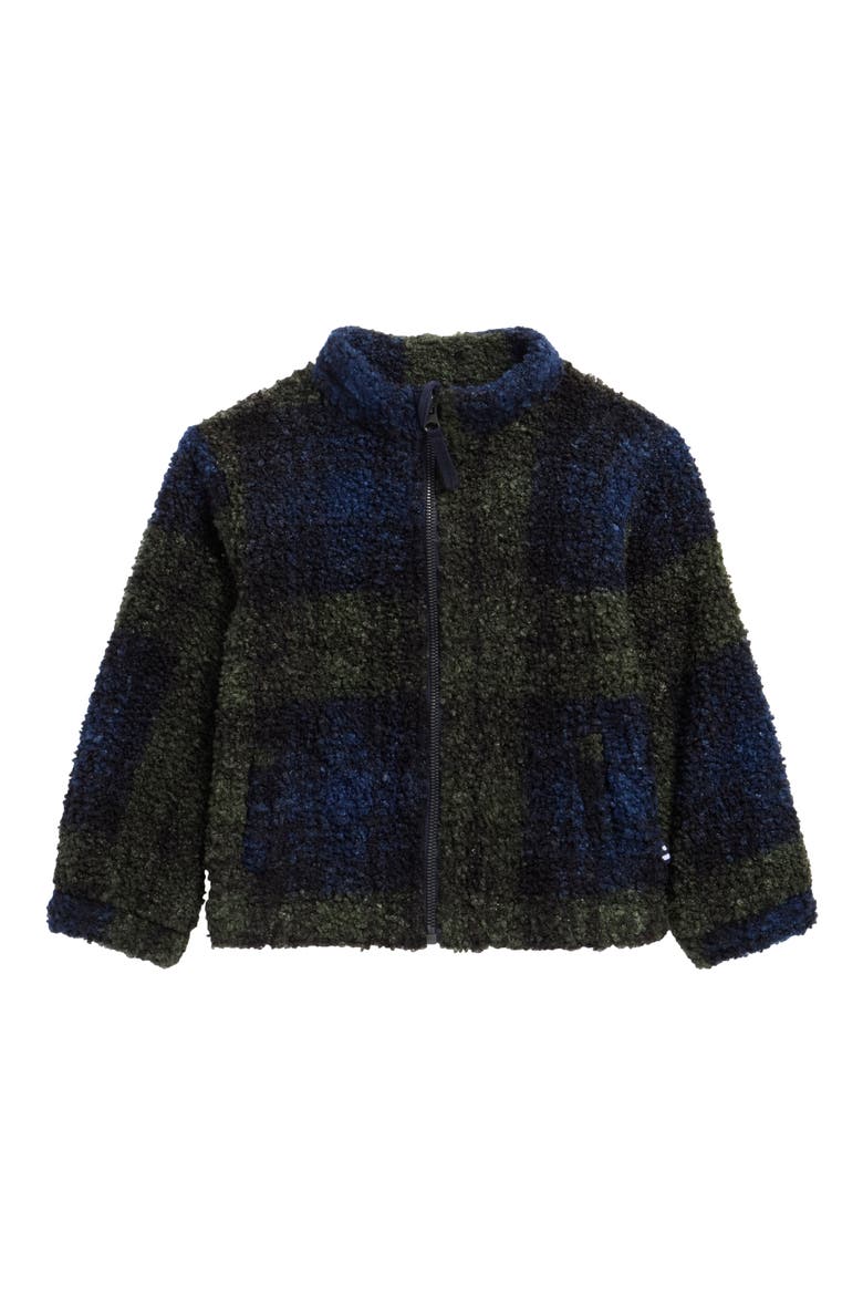 Kids' Plaid Teddy Faux Fur Jacket, Main, color, OLIVE PLAID