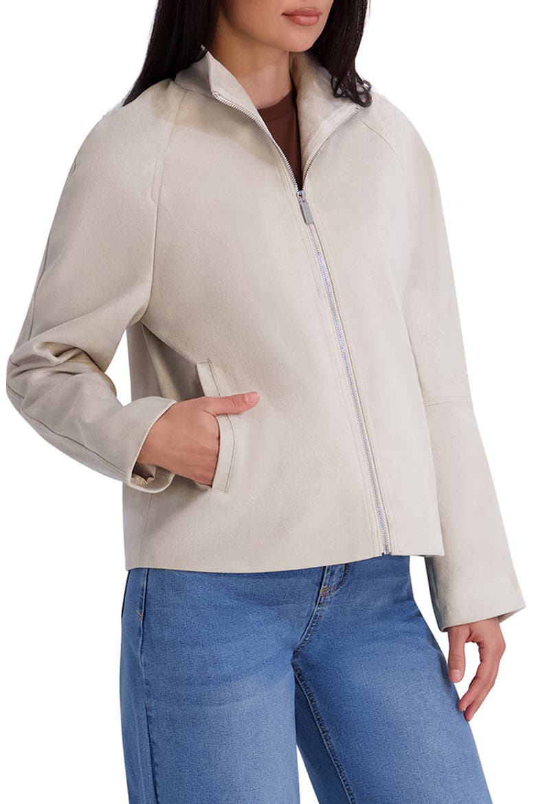 Faux Suede Scuba Jacket, Alternate, color, BONE