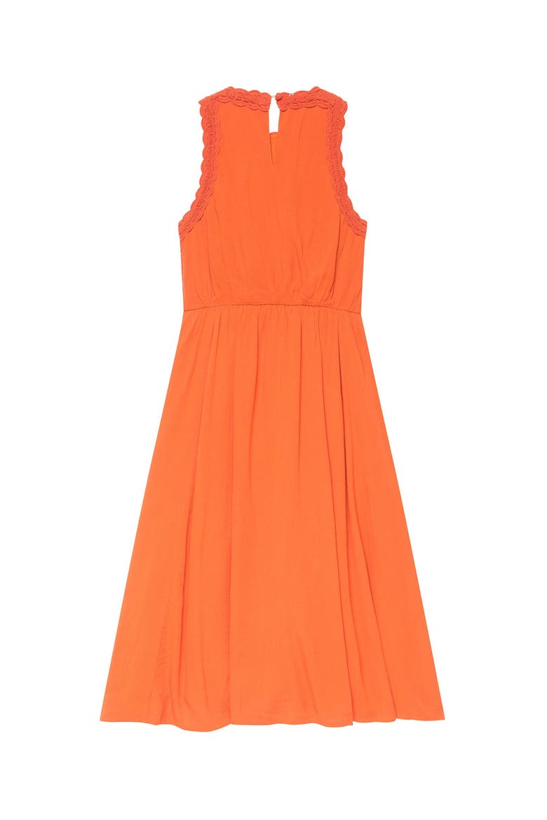 Crochet Bodice Midi Dress, Alternate, color, Orange