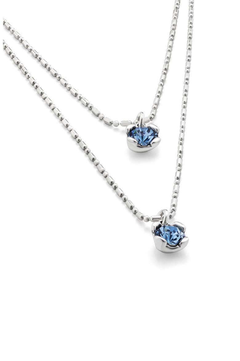 Sterling silver-plated blue necklace with blue crystals double chain, Alternate, color, Silver