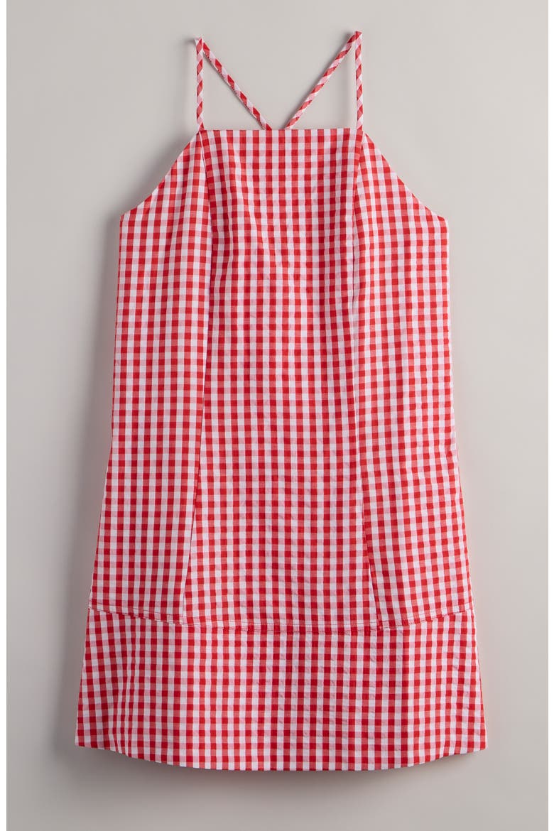 Kids' Gingham Apron Dress, Main, color, RED POINSETTIA GINGHAM