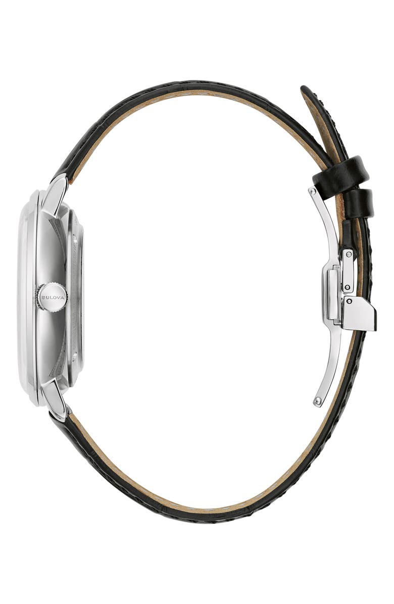 BULOVA Frank Sinatra Rat Pack Leather Strap, 40mm, Alternate, color, Silver-Tone