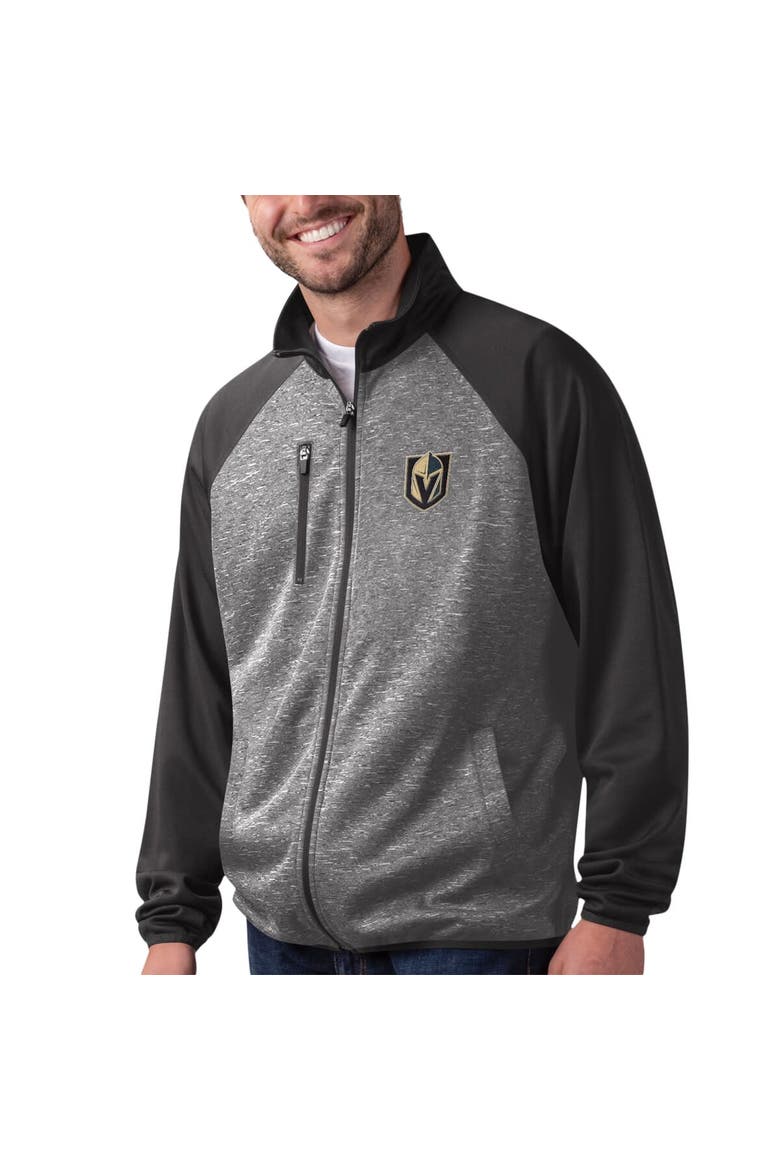 Men's G-III Sports by Carl Banks Black Vegas Golden Knights Runners Raglan Full-Zip Track Jacket, Main, color, Black