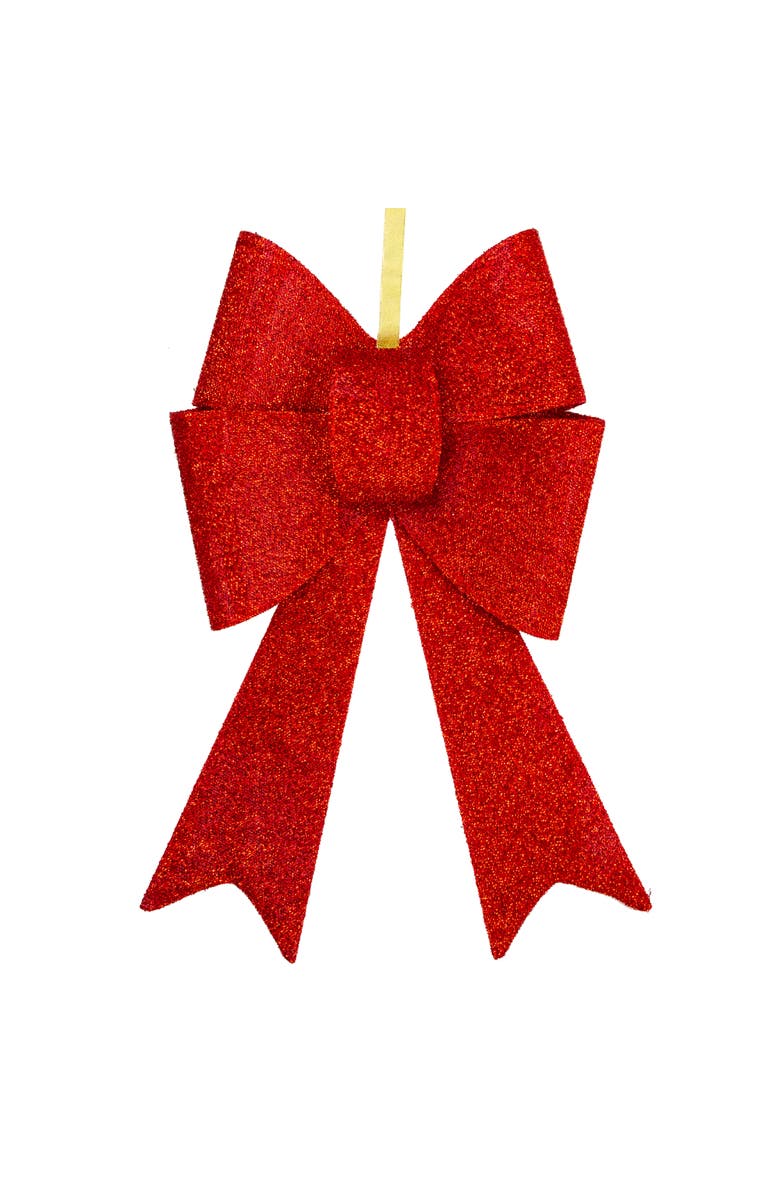 Northlight 26" LED Lighted Red Tinsel Bow Christmas Decoration, Main, color, 