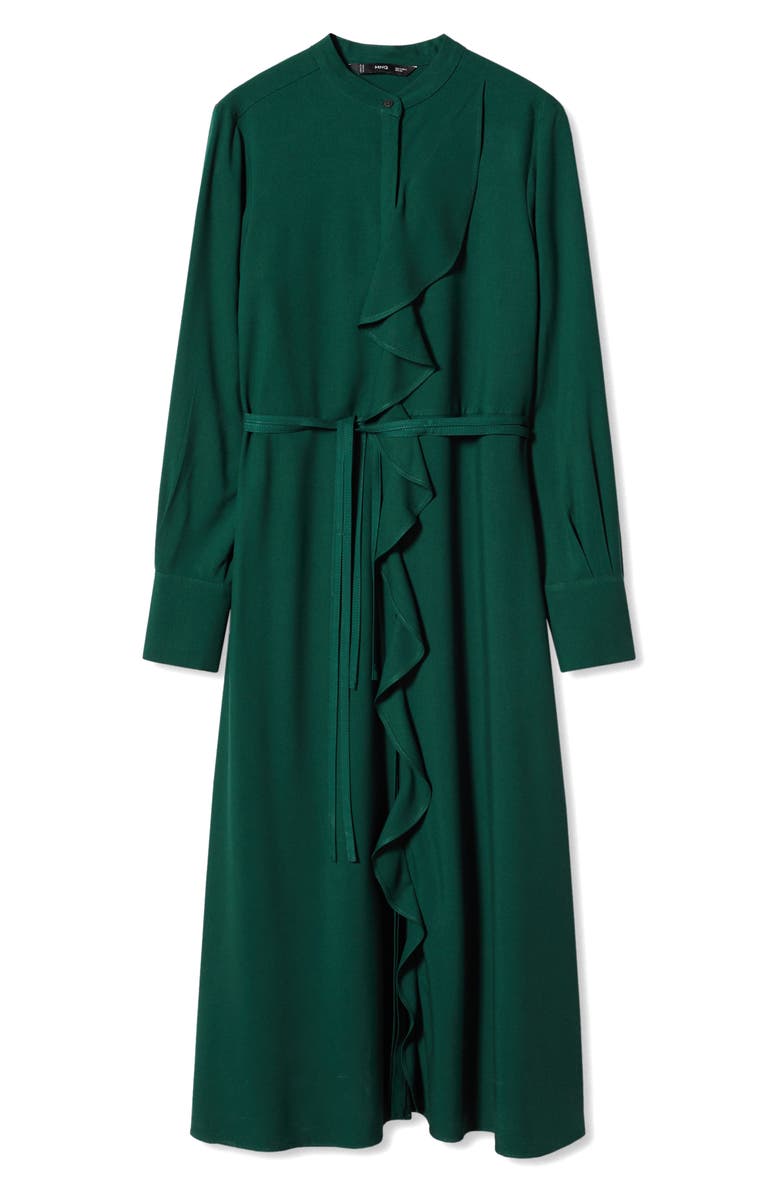 MANGO Ruffle Long Sleeve Shirtdress, Alternate, color, 