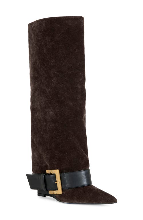 Azalea Wang Antonina Belted Wedge Boot In Animal Print