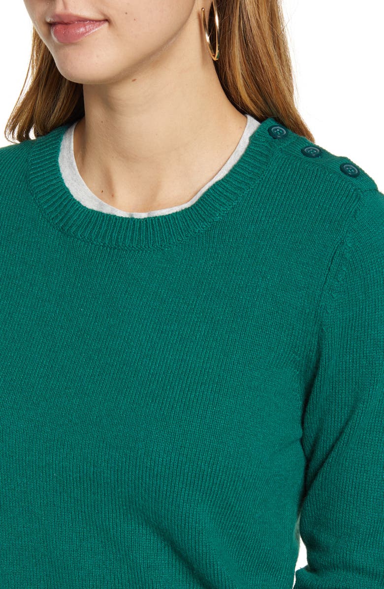 1901 Shoulder Button Cotton & Wool Blend Crewneck Sweater, Alternate, color, 