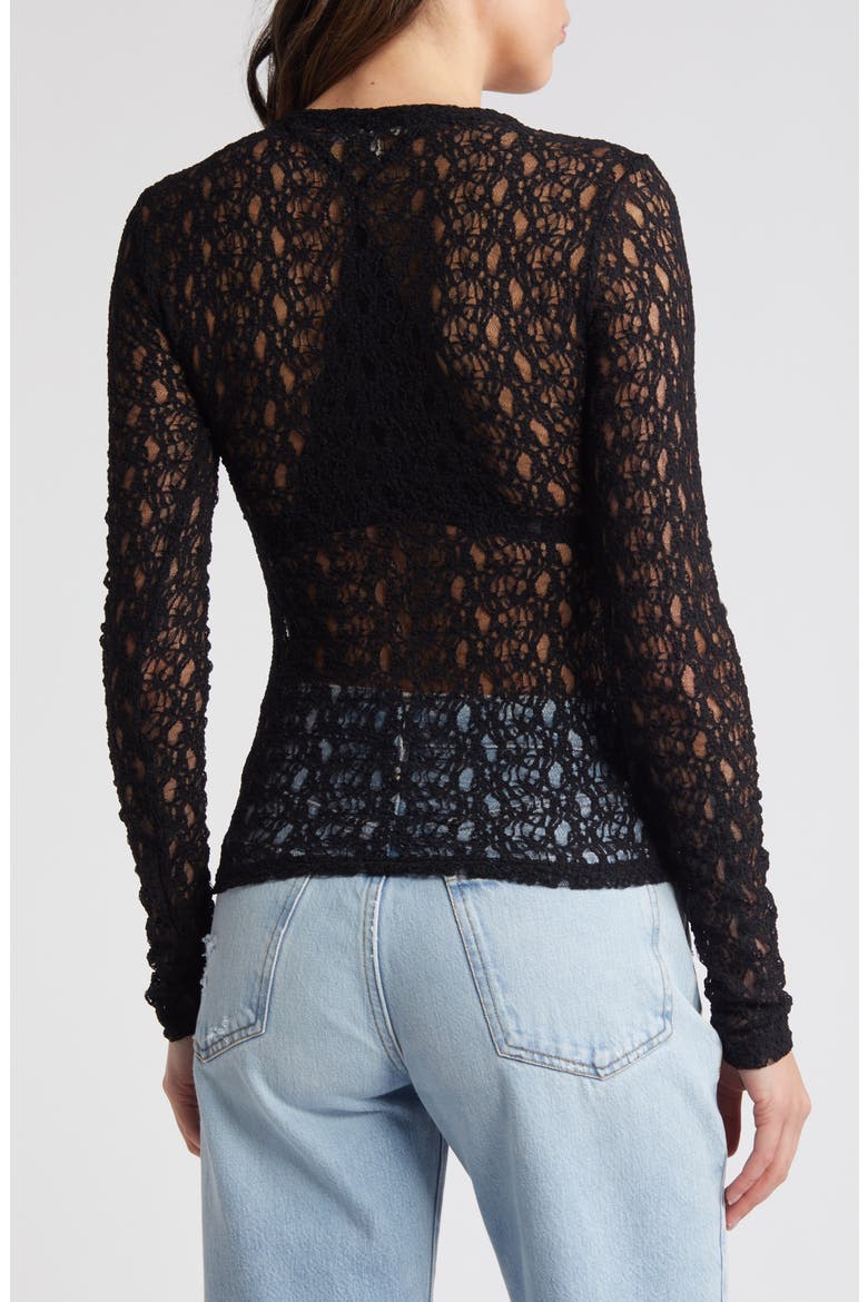 Sheer Stretch Lace Top, Alternate, color, BLACK