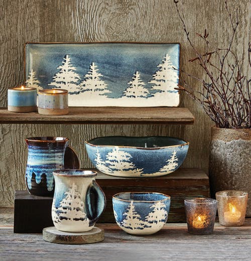 Tag Midnight Blue Ceramic Forest Serving Bowl Dishwasher Safe In Blue