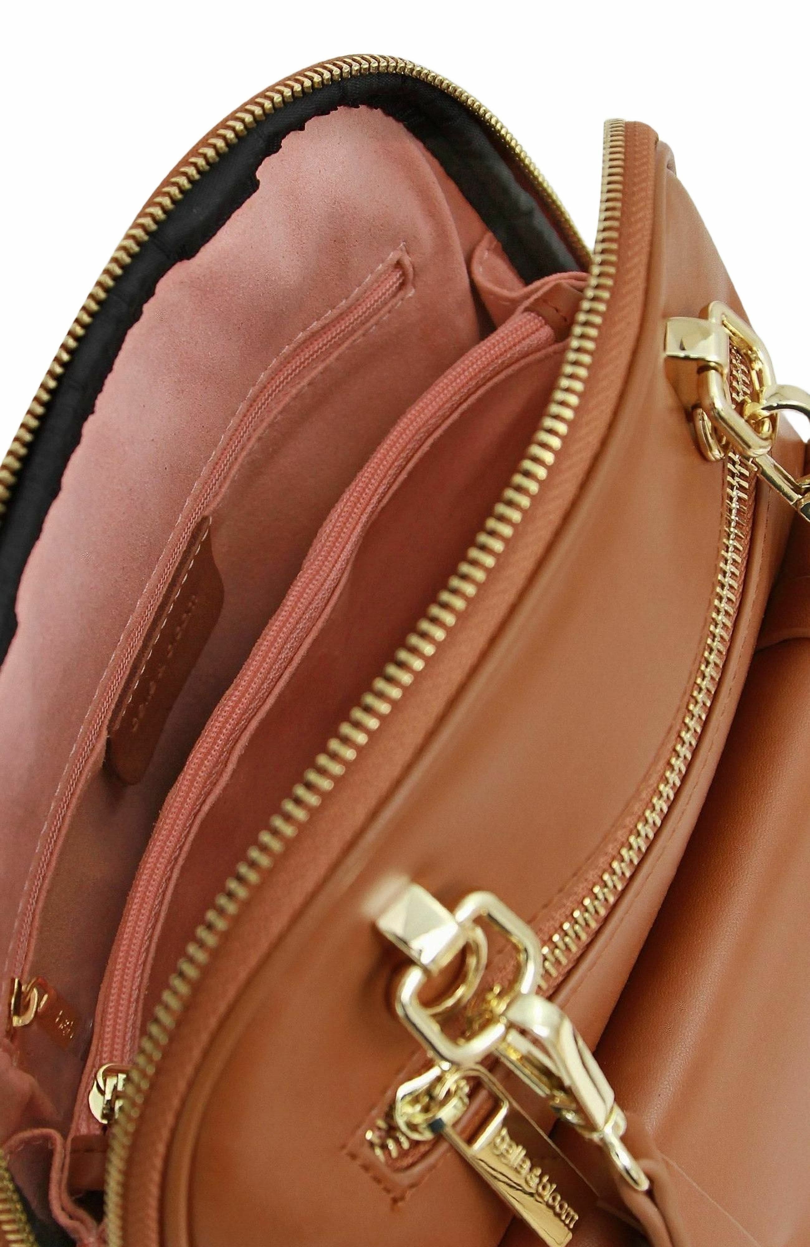 Belle & Bloom 5th Ave Leather Backpack, Alternate, color, Camel