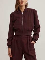 Witchery Shoulder Pad Cropped Bomber Jacket