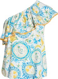 SUGARLIPS Harvest Island Brinley Ruffle One-Shoulder Top