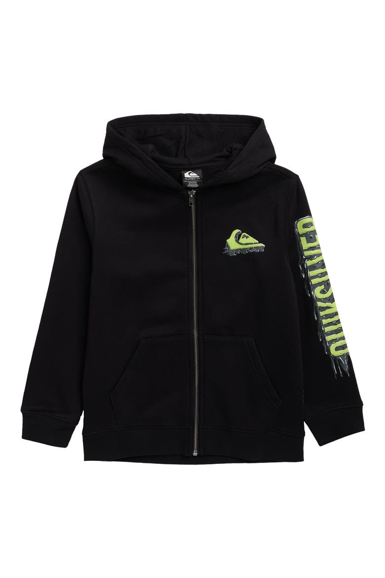 Kids' Quick Gum Logo Zip Hoodie, Main, color, BLACK