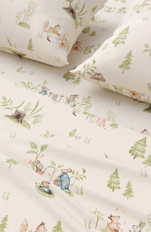 Woven & Weft Christmas Forest 4-piece Flannel Bed Sheet Set In Neutral