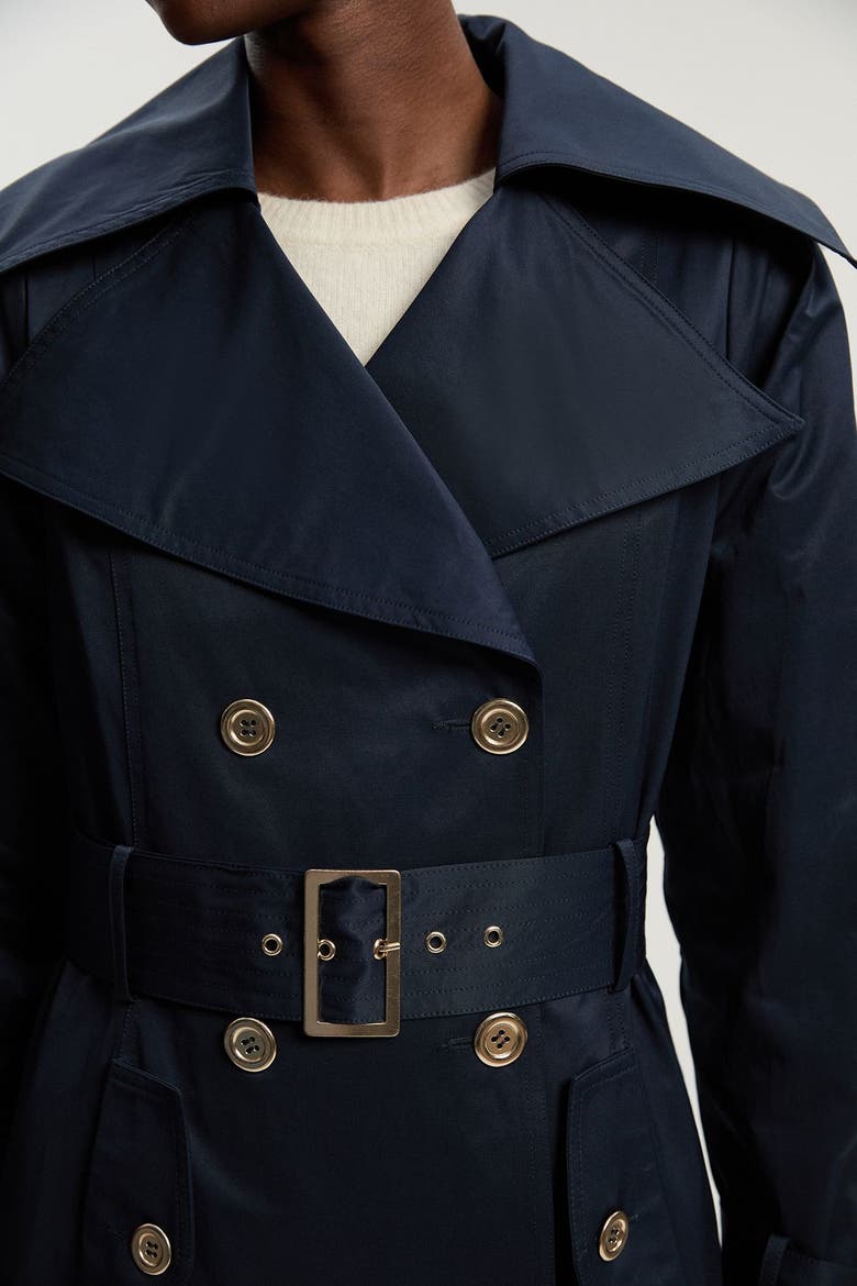 Cotton Sheen Belted Classic Trench Coat, Alternate, color, Navy