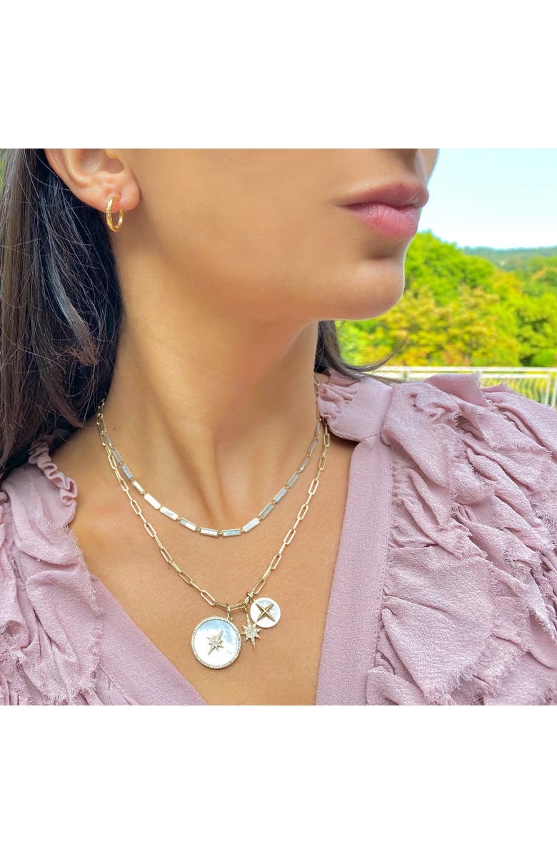 The Lovery Fine Jewelry Mother of Pearl Bar Necklace, Alternate, color, White