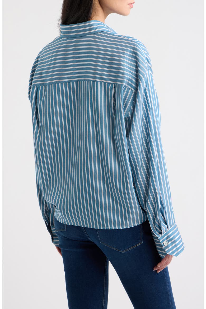Long Sleeve Tencel Lyocell Knot Shirt, Alternate, color, PINE STRIPE
