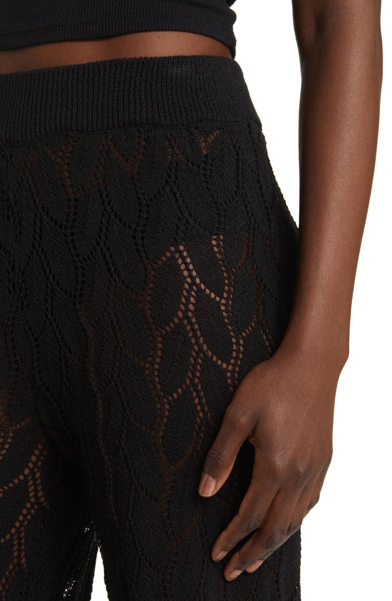 Topshop Flare Open Stitch Knit Pants, Alternate, color, 