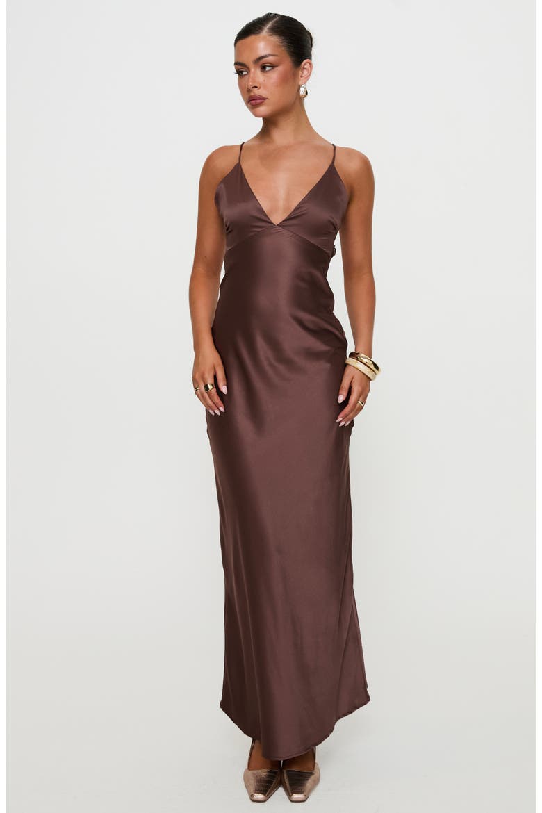 Angels Only Satin Gown, Alternate, color, CHOCOLATE