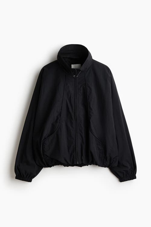 H&M Oversized Nylon Jacket in Black at Nordstrom, Size Small