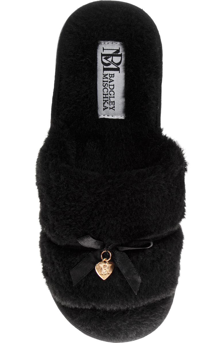 BADGLEY MISCHKA Faux Fur Slide Slipper, Alternate, color, Black