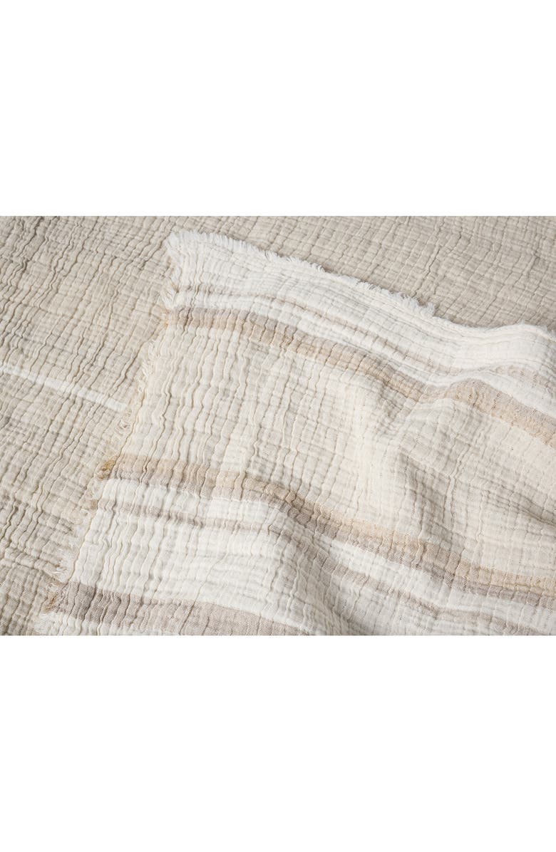 Coyuchi Topanga Organic Cotton Matelassé Throw Blanket, Alternate, color, Terra Stripe
