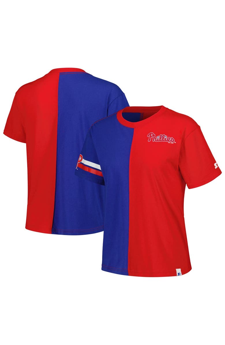 STARTER Women's Starter  Red/Royal Philadelphia Phillies Power Move T-Shirt, Main, color, 