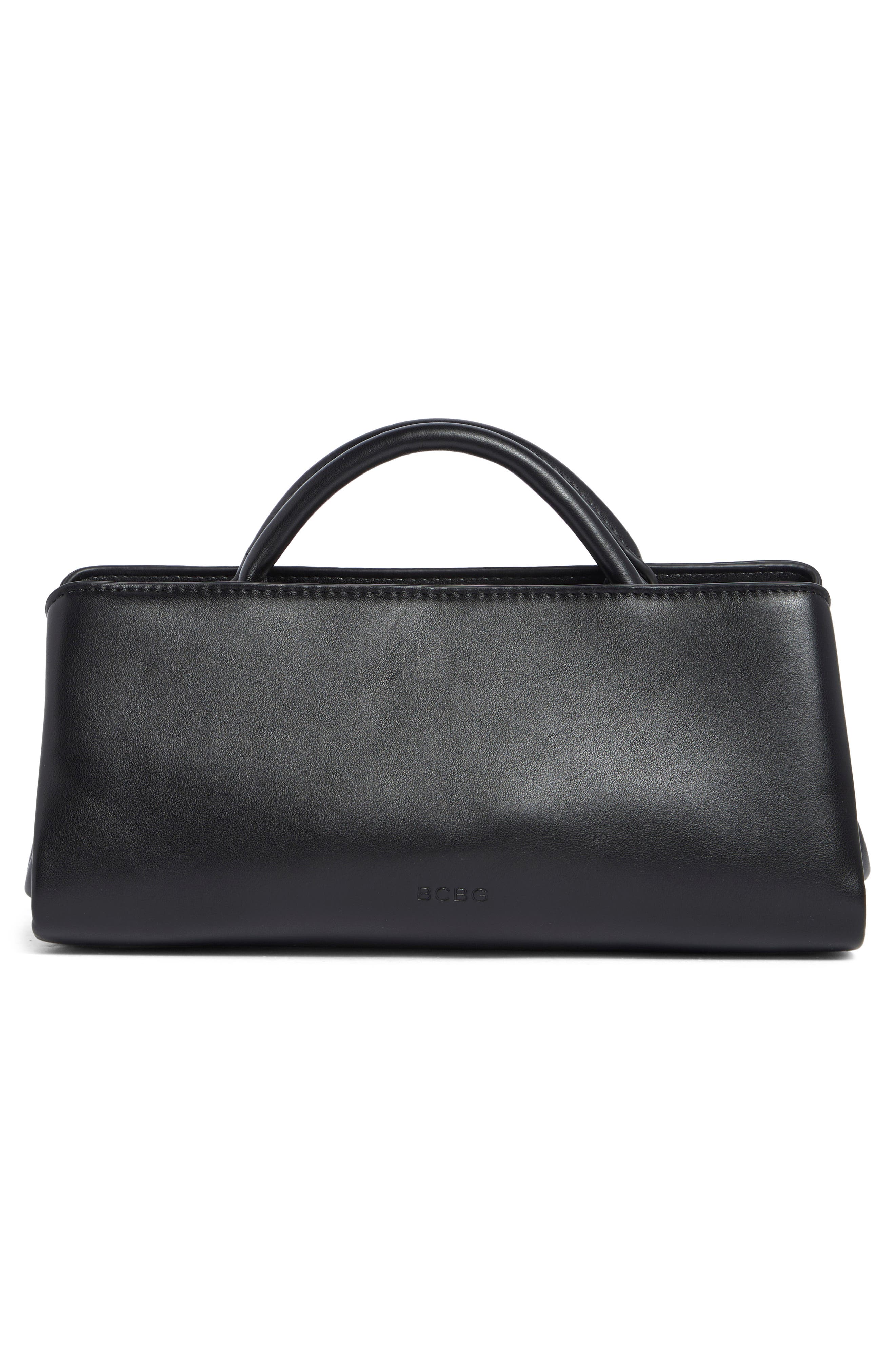 EW Frame Faux Leather Satchel, Alternate, color, BLACK