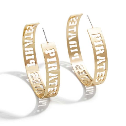 x Baublebar Pittsburgh Pirates Large Cutout Hoop Earrings