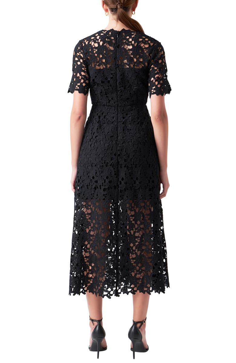Endless Rose Allover Lace Midi Dress, Alternate, color, Black