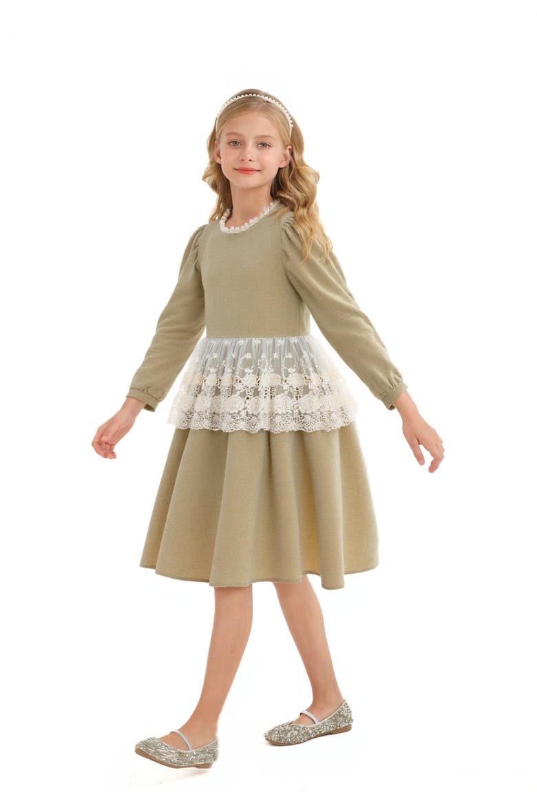 Lace Waist Dress, Alternate, color, Beige