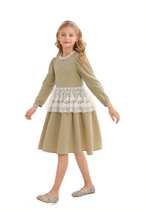 Sweet Cactus Lace Waist Dress In Green