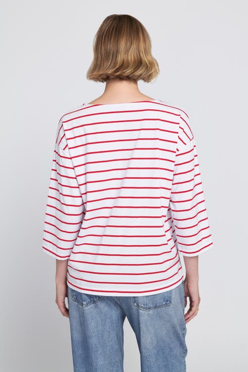 Elle Collection Striped Tee With Graphic Top In Multi