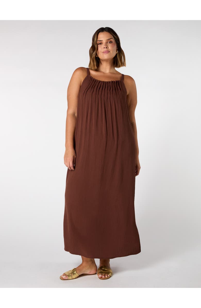 Live Unlimited Crinkle Strappy Dress, Main, color, Chocolate