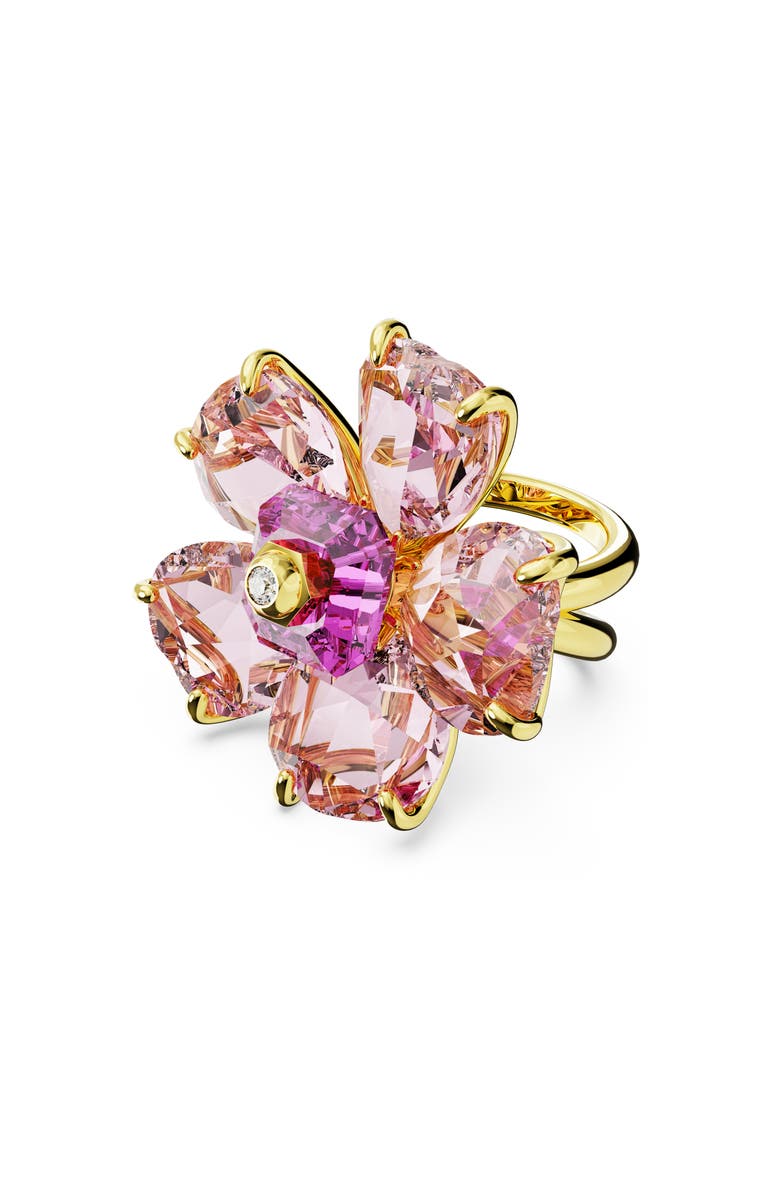 Swarovski Idyllia Crystal Flower Cocktail Ring, Main, color, Pink