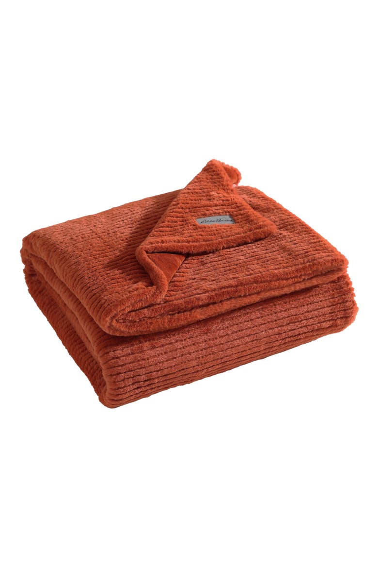 Rib Knit Throw Blanket, Main, color, DARK ORANGE