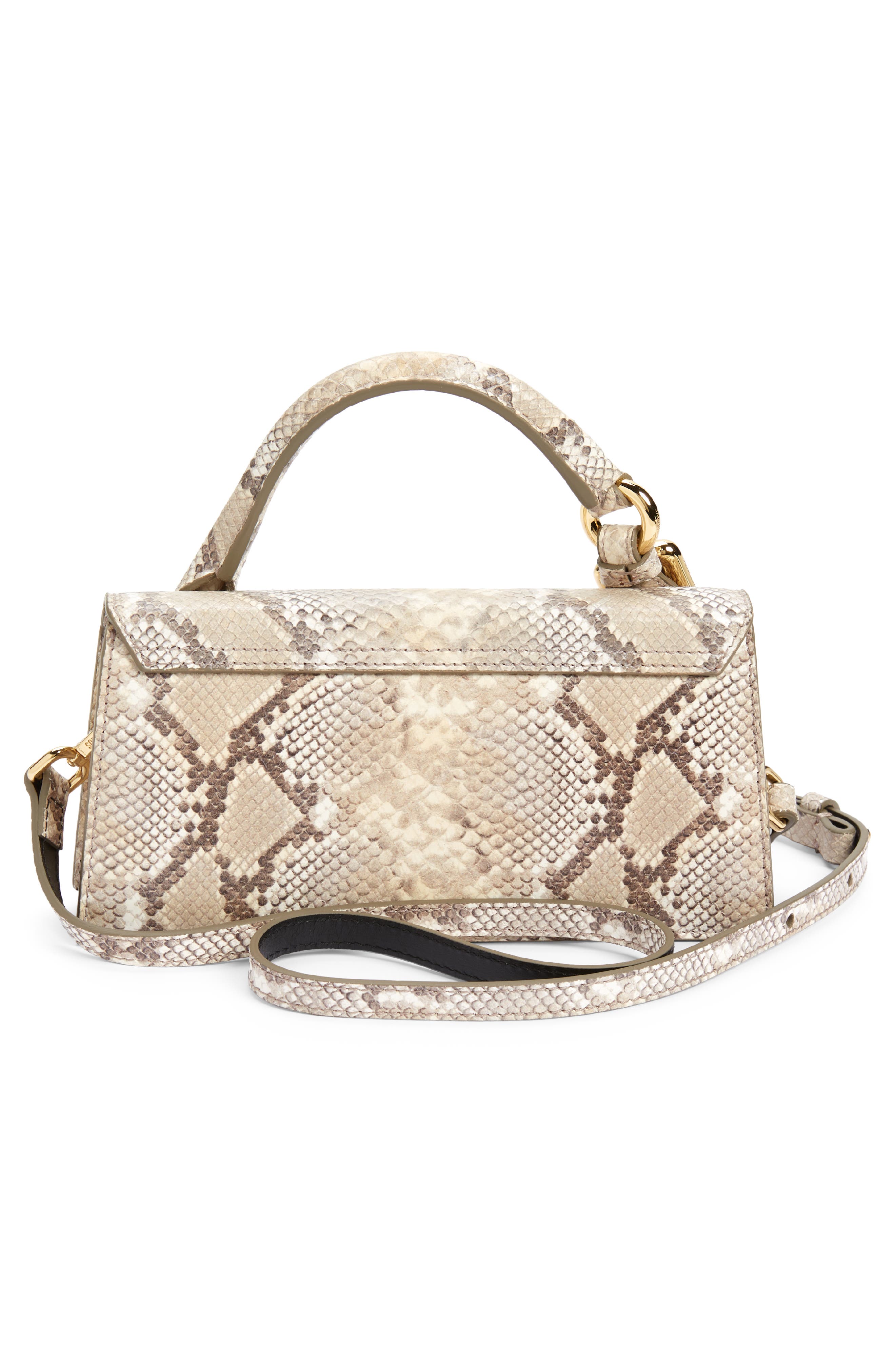 Jacquemus Le Chiquito Long Snake Embossed Leather Crossbody Bag, Alternate, color, 