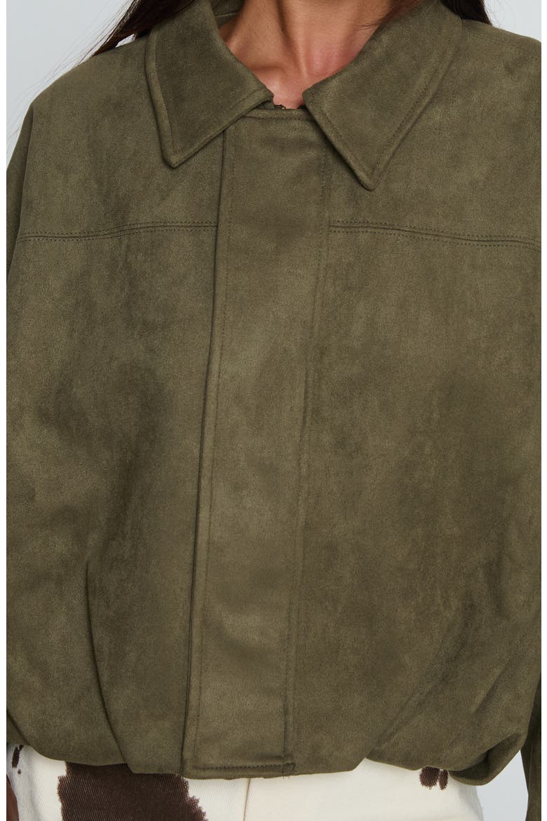 Enlightened Faux Suede Bomber Jacket, Alternate, color, KHAKI