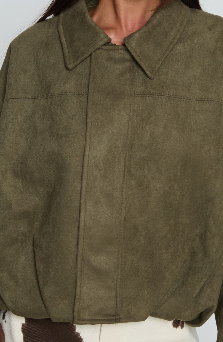 Princess Polly Enlightened Faux Suede Bomber Jacket, Alternate, color, Khaki