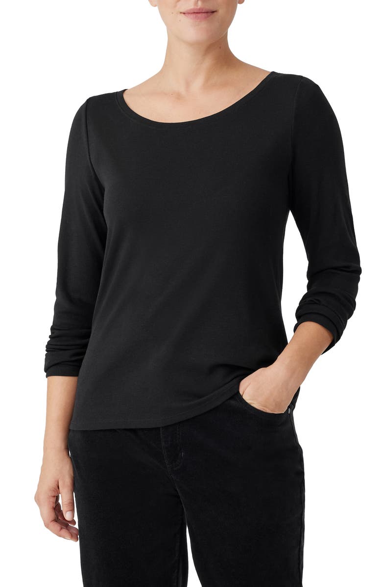 Eileen Fisher Slim Fit Organic Cotton Blend Top, Main, color,
