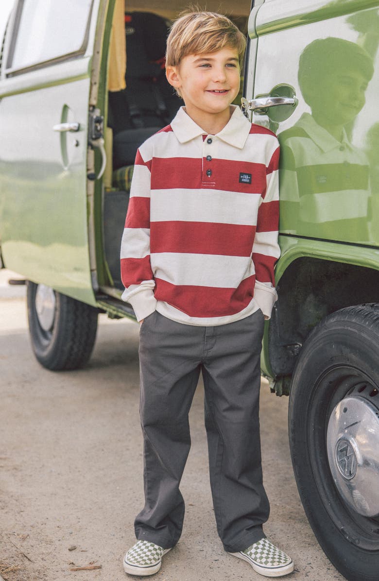 Feather 4 Arrow Kids' Nash Stripe Cotton Rugby Shirt, Alternate, color, Deep Red