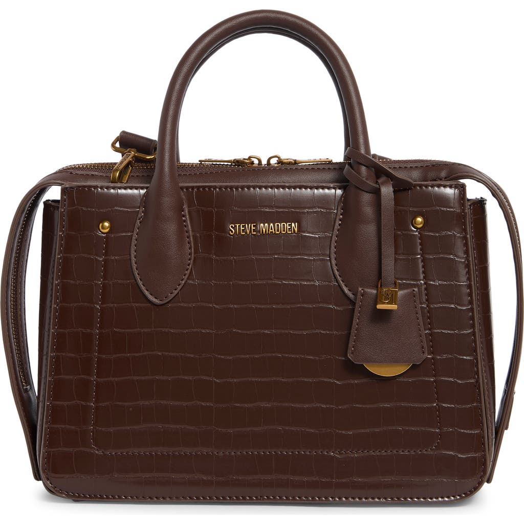 Steve Madden Foster Croc Embossed Satchel Bag