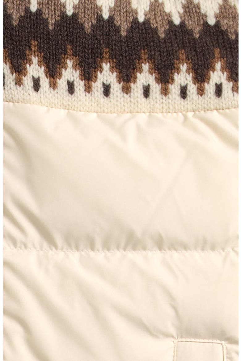 Kids' Fair Isle Wool Knit & Quilted Down Cardigan, Alternate, color, WHITE