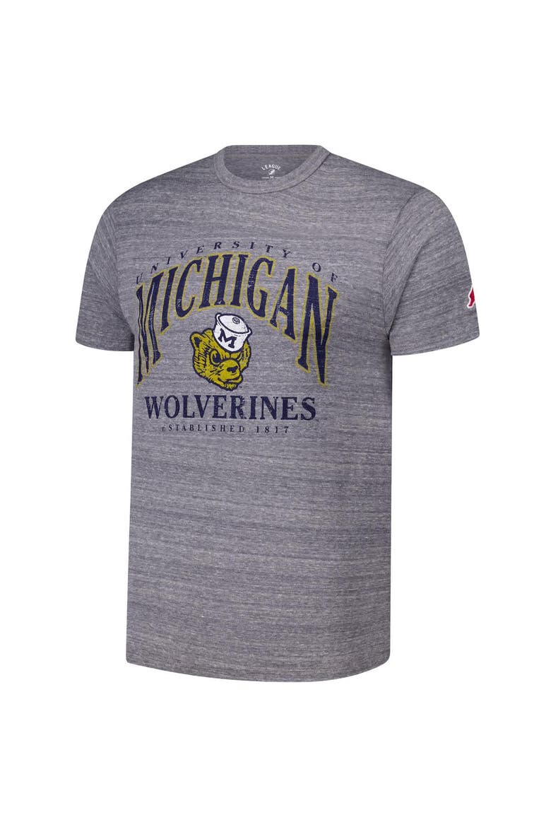 Men's League Collegiate Wear Heather Gray Michigan Wolverines Tall Arch 2.0 Victory Falls Tri-Blend T-Shirt, Alternate, color, Heather Gray