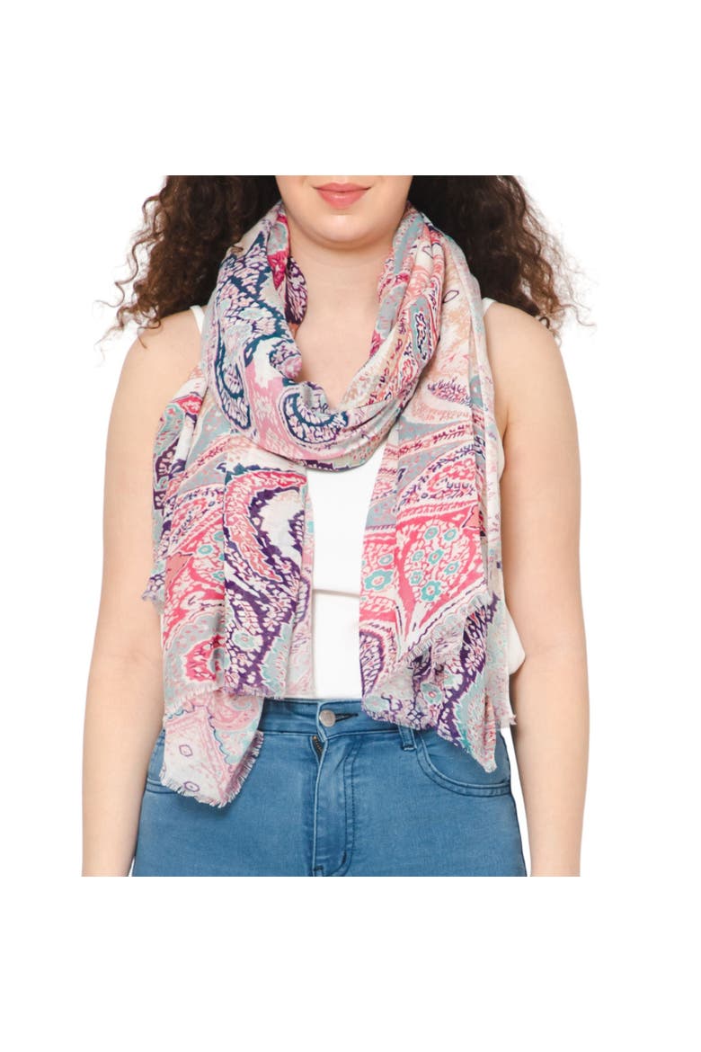 Paisley Fringe Georgette Scarf, Main, color, Multi