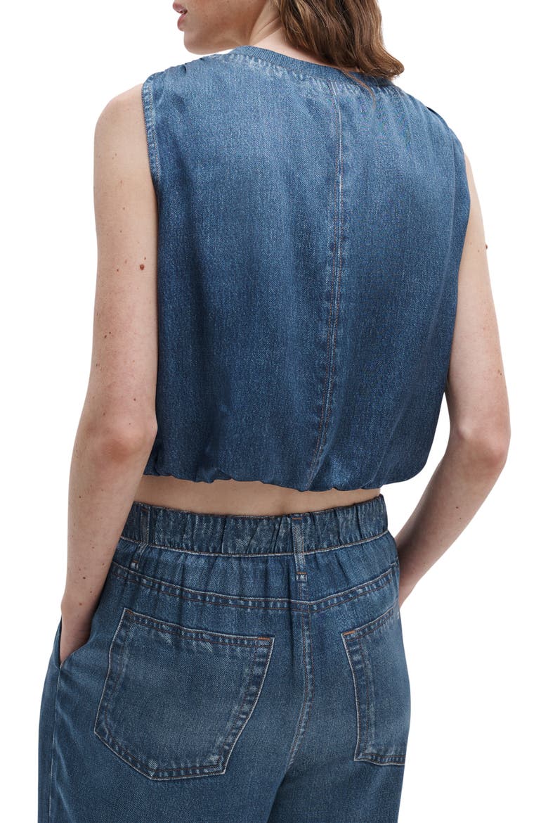 rb Miramar Satin Mica Sleeveless Crop Bubble Top, Alternate, color, JASPER